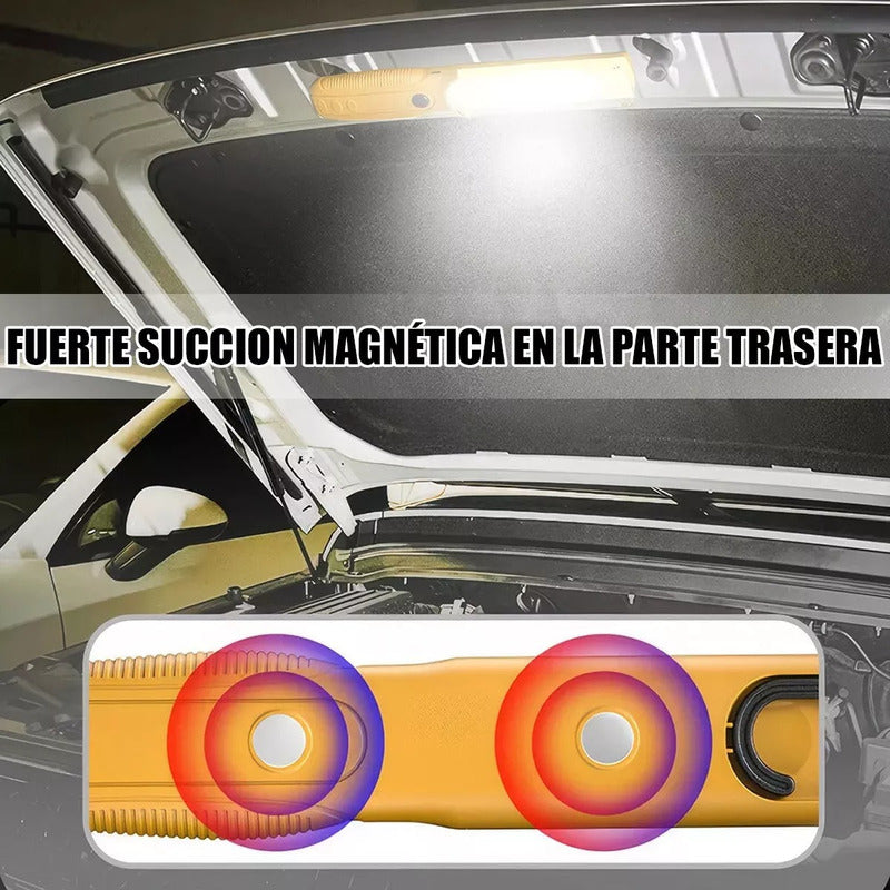 Lampara Luz Led De Trabajo Con Gancho De Colgar E Iman Amarillo