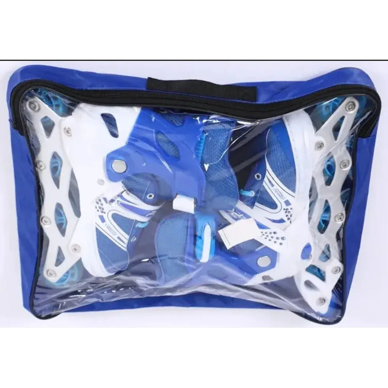Patines 4 Ruedas Ajustable Para Niños Niñas Roller Artístico M 34 35 36 37 60 Mm Azul