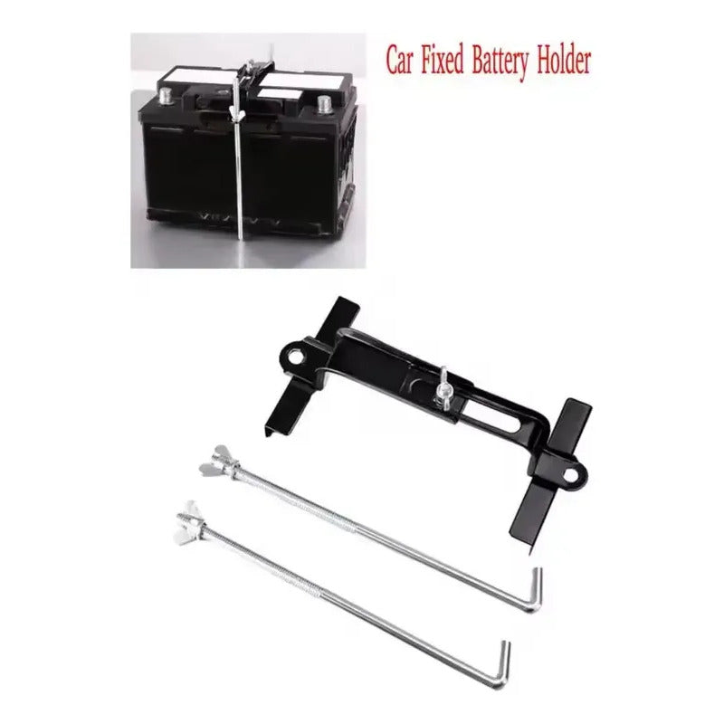 Soporte Fijador Batería Ajustable Seguro Estabilizador Auto Negro