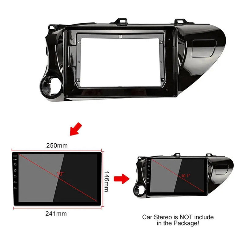 Bisel Adaptador Para Radio 10 Pulgadas Toyota Hilux 2018 Up Negro