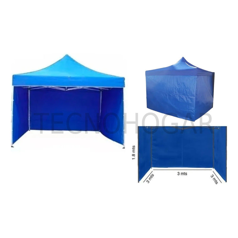 Funda Pared Lateral Para Toldo 3x3 Azul 3 Paredes