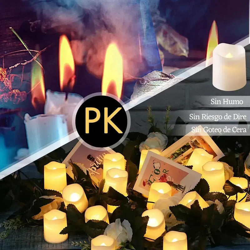 Caja De 24 Velas Led Sin Llama 100% Seguras Para Decoracion Amarillo Lisa No Aplica 1 Ml