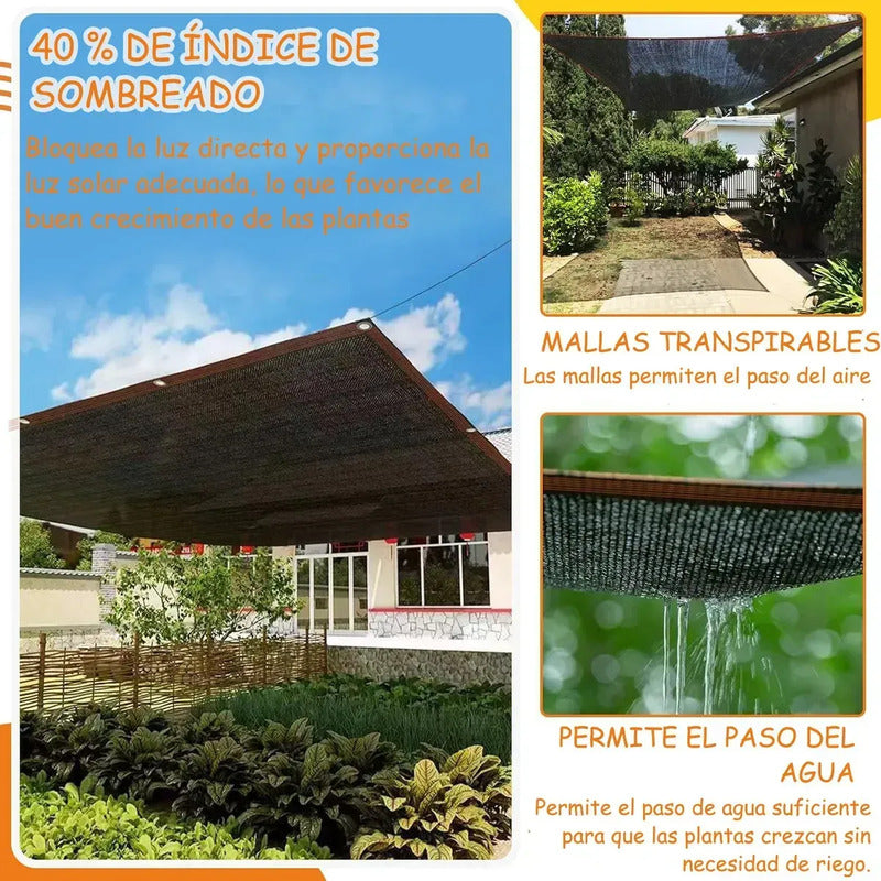 Toldo Vela Negro Rectangular Malla De Sombra Techo Patio Negro