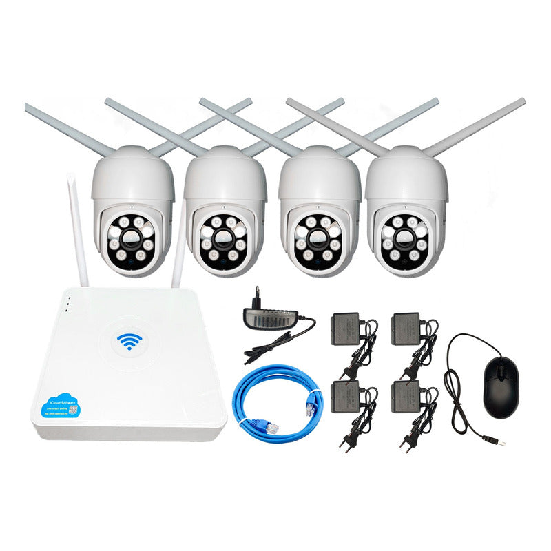 Kit Dvr 4 Camaras Seguridad Inalámbricas Wifi Blanco