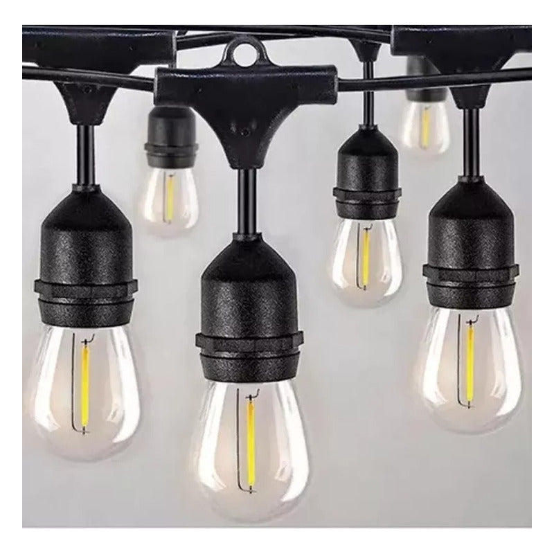 Guirnalda Led 10 Metros Panel Solar Con 10 Ampolletas Led Luz Cálida