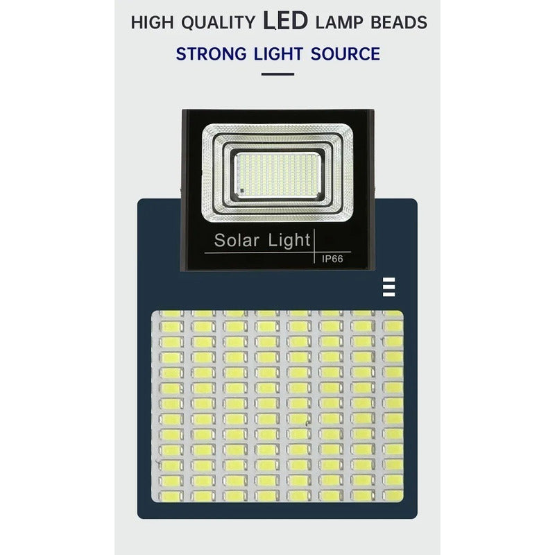 Foco Reflector 300w + Control + Panel Solar Ip66 Negro