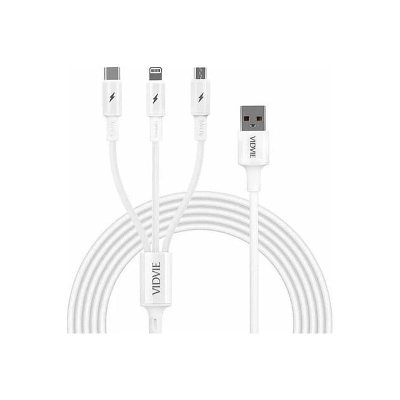 Cargador Triple Cable 3 En 1 Multiple Micro,tipo C, Lighting Blanco