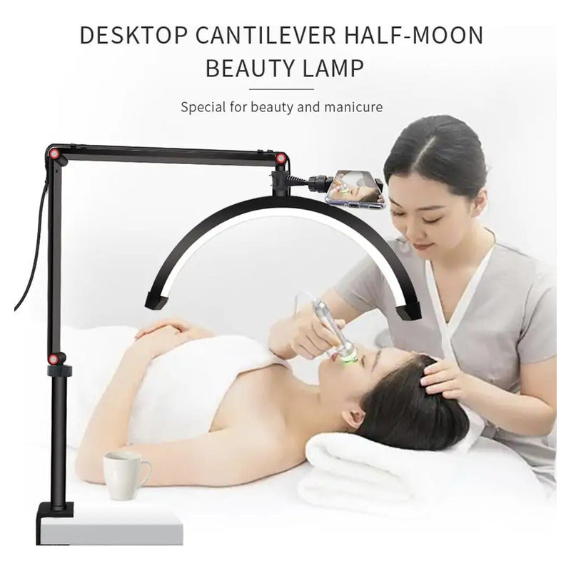 Lámpara Led Gancho De Mesa Para Lashista Manicurista Negro C 43 Cm 4.5 Cm