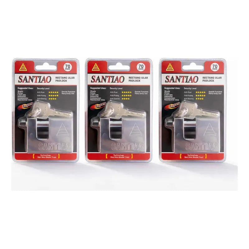 Pack X3 Candado Seguridad + 3 Llaves Antinapoleón 70mm//90mm Pack X3 70mm