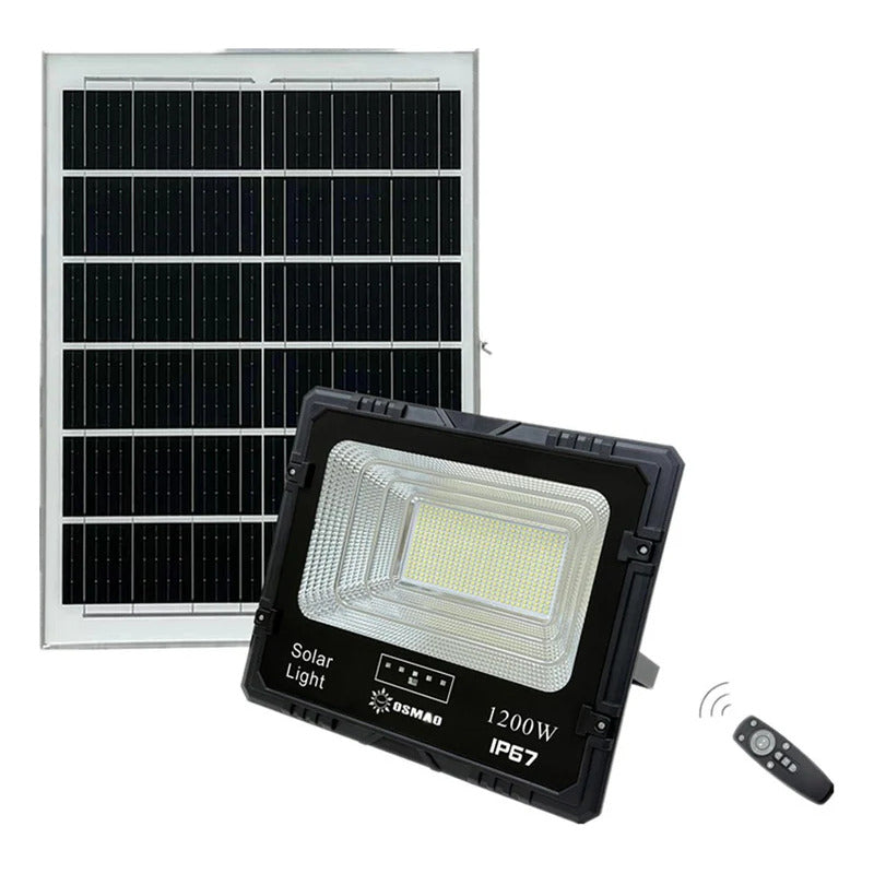 Foco Solar 1200w + Panel Solar Y Control Remoto