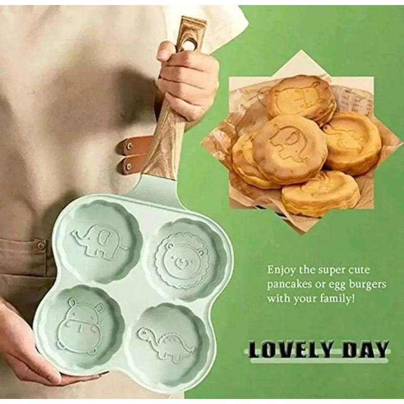 Sartén Para Mini Panqueques Y Huevos 4 Porciones Animalitos