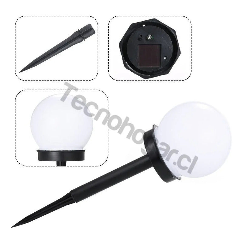 Estaca Solar Globo X6 Jardin Foco Led Exterior Decoracion