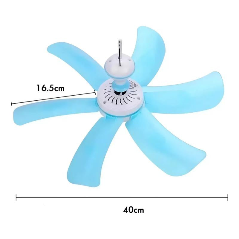 Mini Ventilador Colgante 5 Aspas Portatil Con Enchufe 40 Cm 50hz Blanco Celeste Plástico