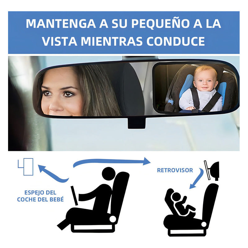 Espejo Retrovisor De Auto Para Seguridad De Niños Negro