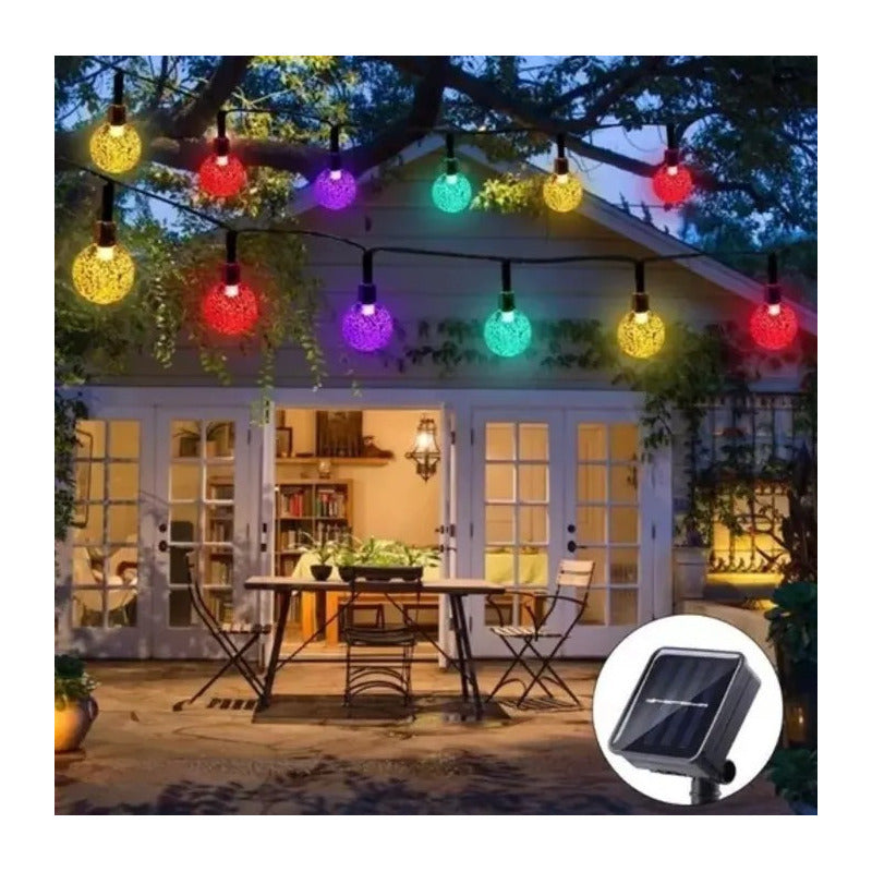 Luces Led Bolitas Guirnalda Multicolor Rgb Y Cálida Solar