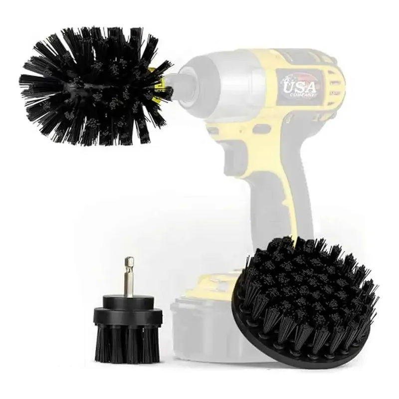 Kit Multiuso: Taladro Atornillador Inalámbrico Recargable Azul + Cepillos Taladro Cocina Baño Amarillo