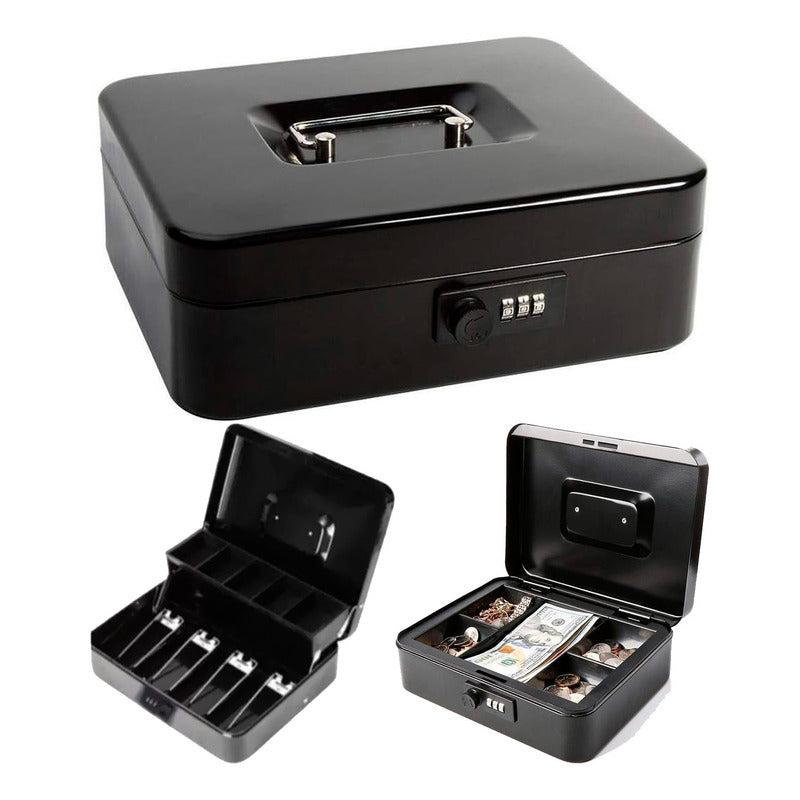 Caja Organizadora Dinero Con Llave De Seguridad Color Negro