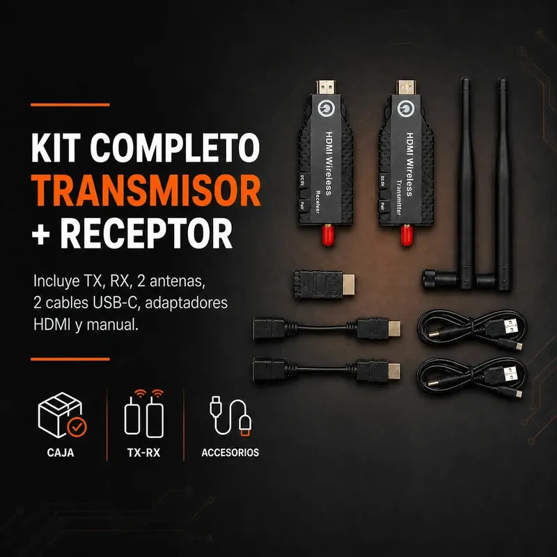 Hdmi Inalámbrico Transmisor Y Receptor 50 Metros Para Tv Pc Notebook Plug & Play