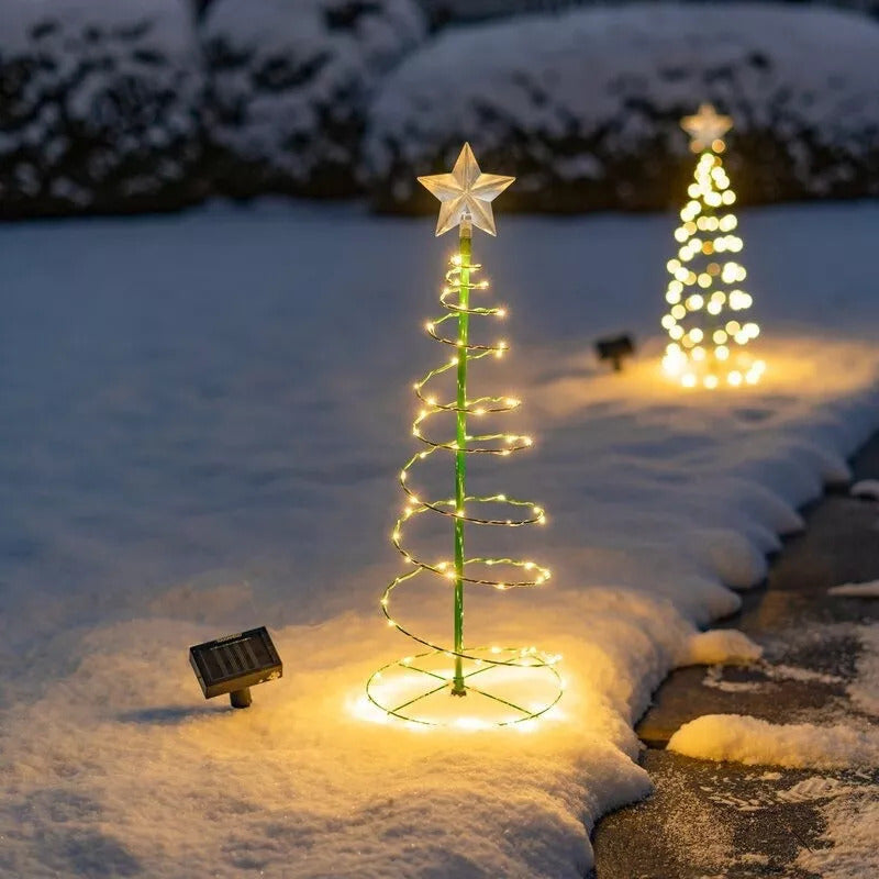 Árbol Navidad Estaca Solar Led Decorativa Con Estrella Amarillo
