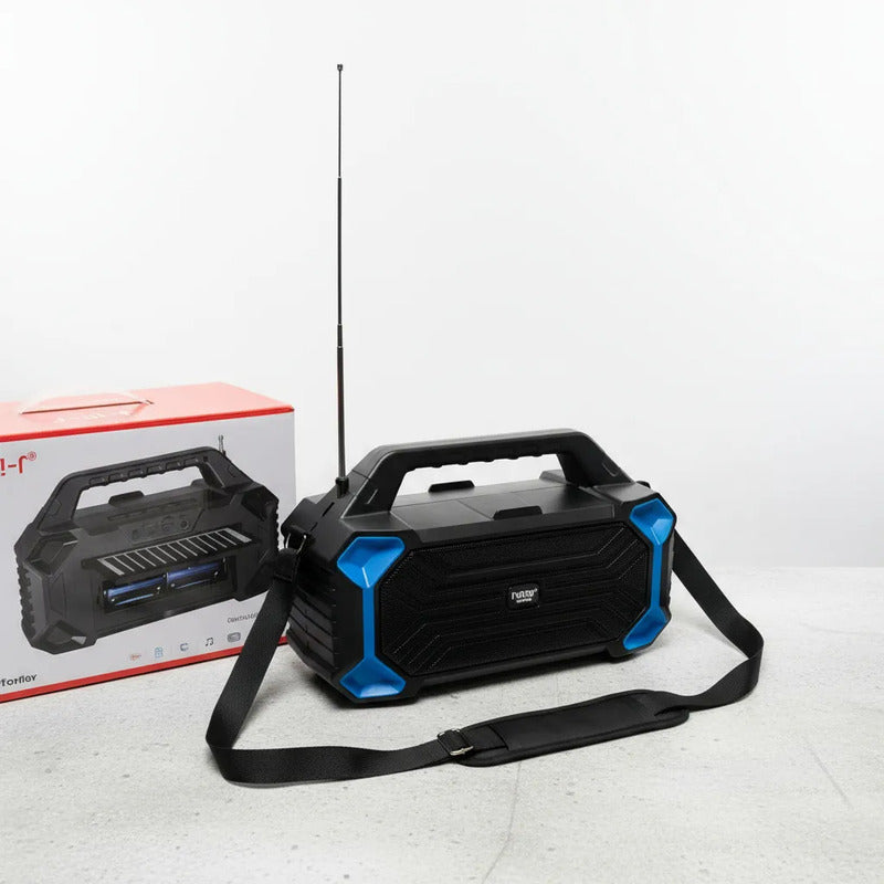 Parlante Recargable Solar Con Linterna, Radio Usb Puerto Mic Negro
