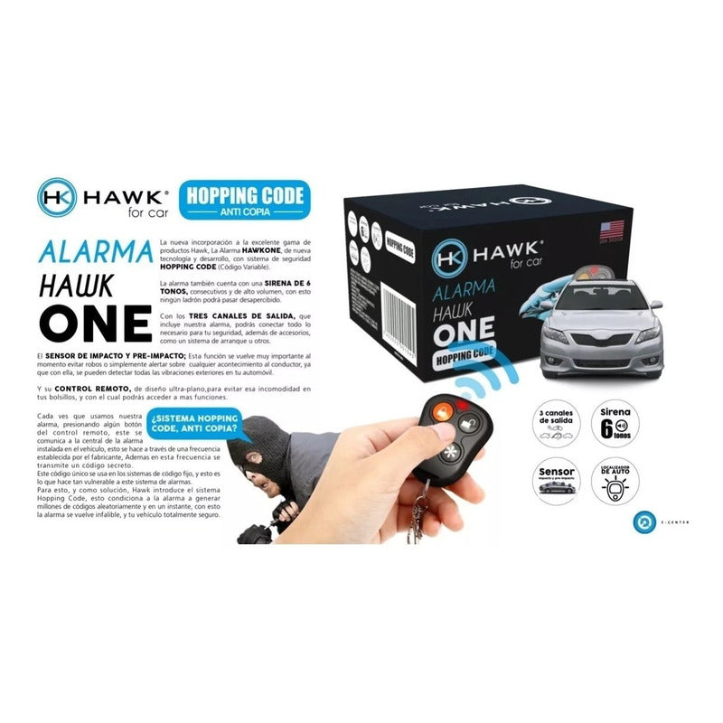 Alarma Auto Hawk Código Variable Alta Calidad