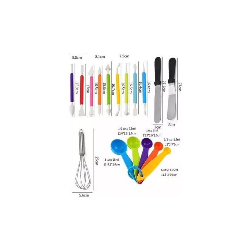 Kit De Decoración Pasteles De 66 Pzs + Pesa Gramera Tortas
