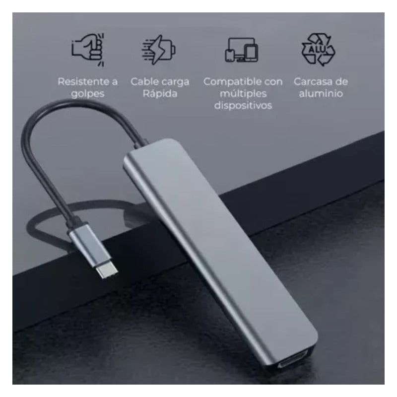 Hub 7 En 1 Usb C Usb 3 Hdmi 4k Pd Lan Rj45 Gigabit