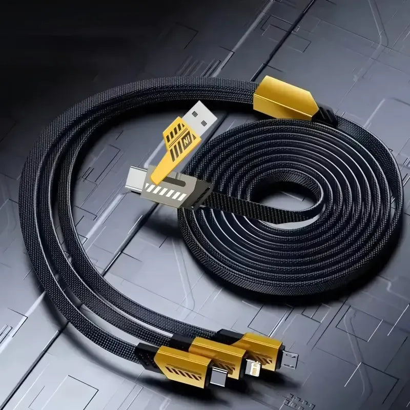 Cable De Carga Rápida 3 En 2 Usb + Usb C De 240 W Y 1,2 M Negro