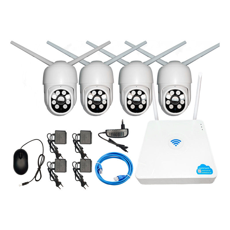 Kit Dvr 4 Camaras Seguridad Inalámbricas Wifi Blanco
