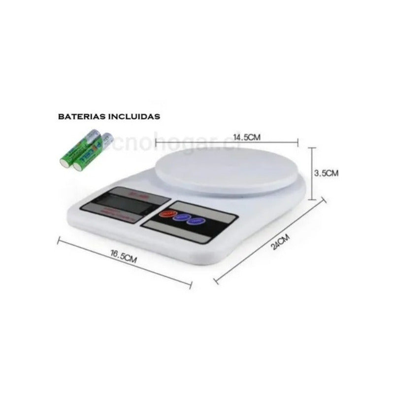 Peso De Cocina Gramera 7kg Baterías Incluidas Envio Gratis Blanco 8 G