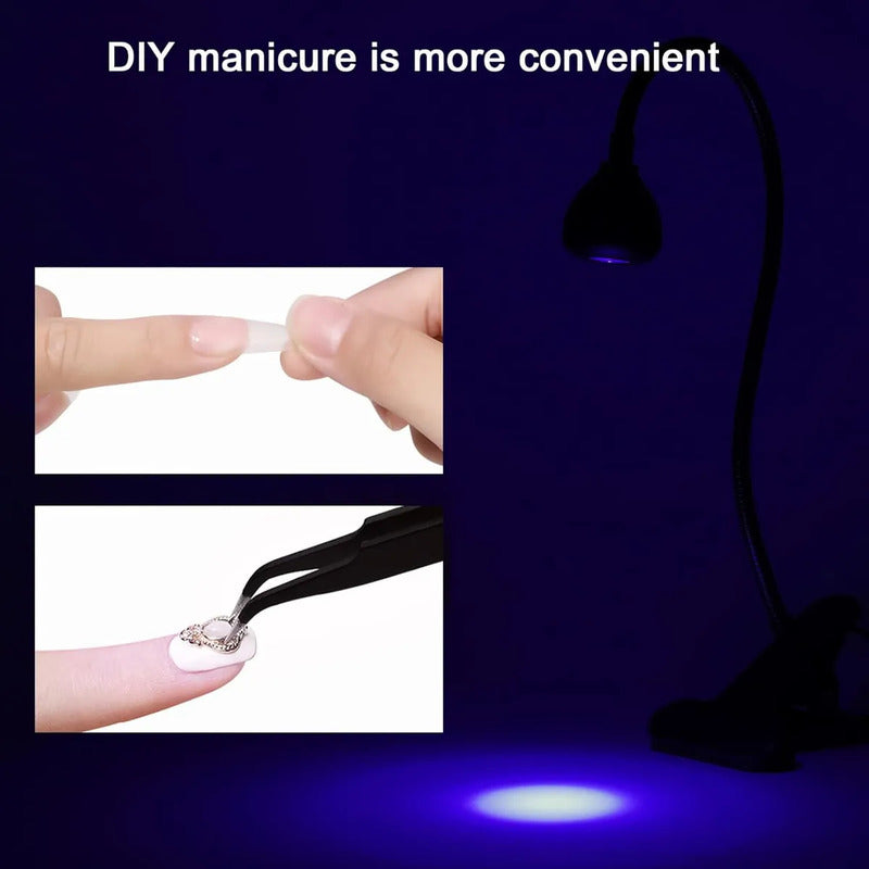 Lámpara De Uñas Uv/led Para Tips Soft Gel 3w Clip Mesa Negro