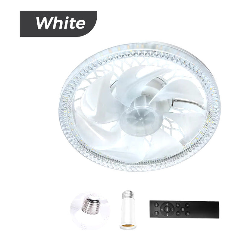 Ventilador De Techo Con Luz Led Y Control Remoto Para El Hog 30.48 Cm 56 Blanco Transparente Plástico 7