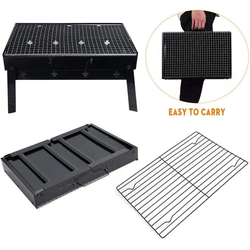 Parrillera Barbacoa Portatil Asado Grill Plegable Balcon Negro
