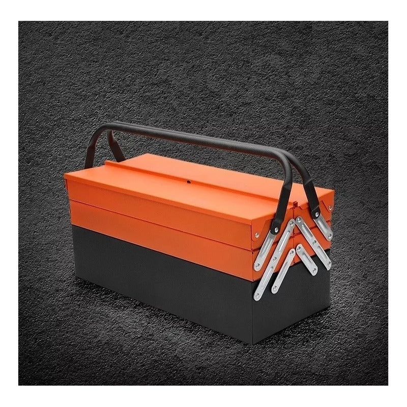Caja Herramientas 85 Pcs Niveles Plegable Metal Cromo Naranja