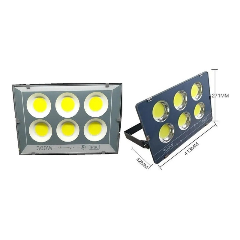 Pack X2 Foco Proyector 300w Led Con Base Envio Gratis Negro