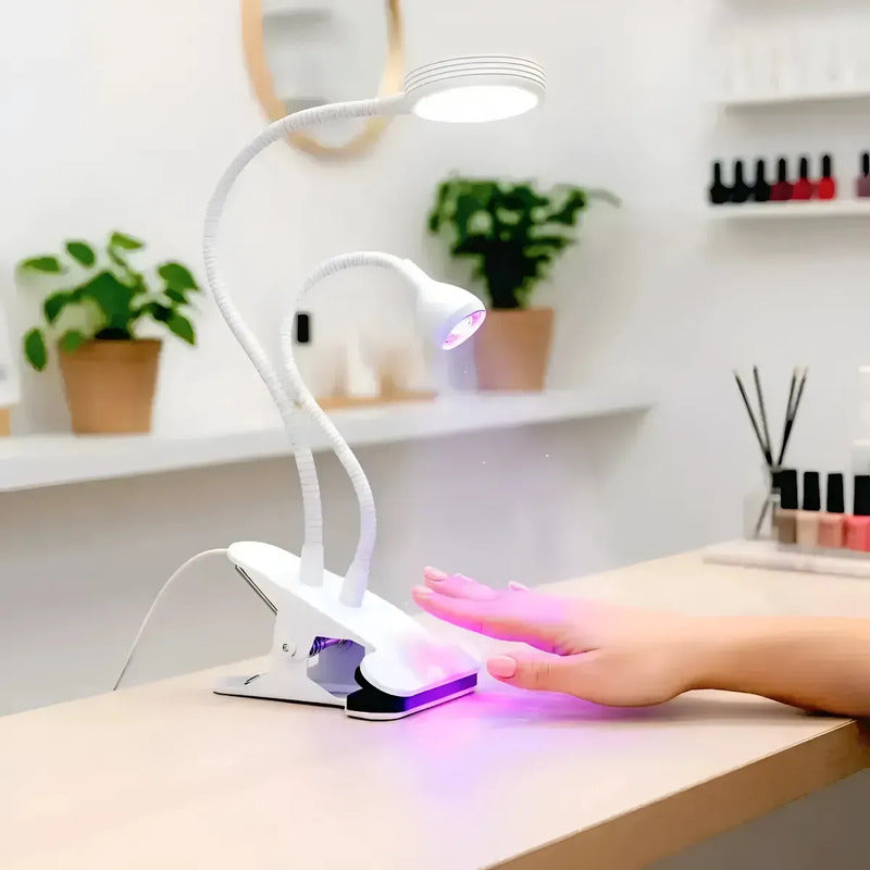 Lámpara Led Luz Uv Para Uñas Tips Soft Gel 3w Clip Mesa Negro