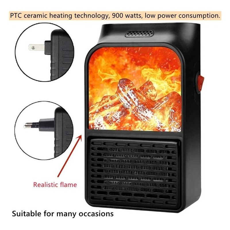 Calefactor Electrico Portátil 900w Control Remoto+adaptador