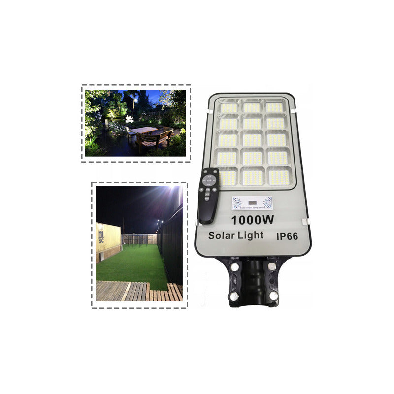 X2 Focos Solares Alta Potencia 1000w Exterior Con Poste Negro Blanco Frío