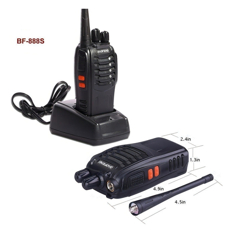 2 Pack Radios Walkie Talkie Bf-888s Recargable,con Manos Libres Color Negro Baofeng
