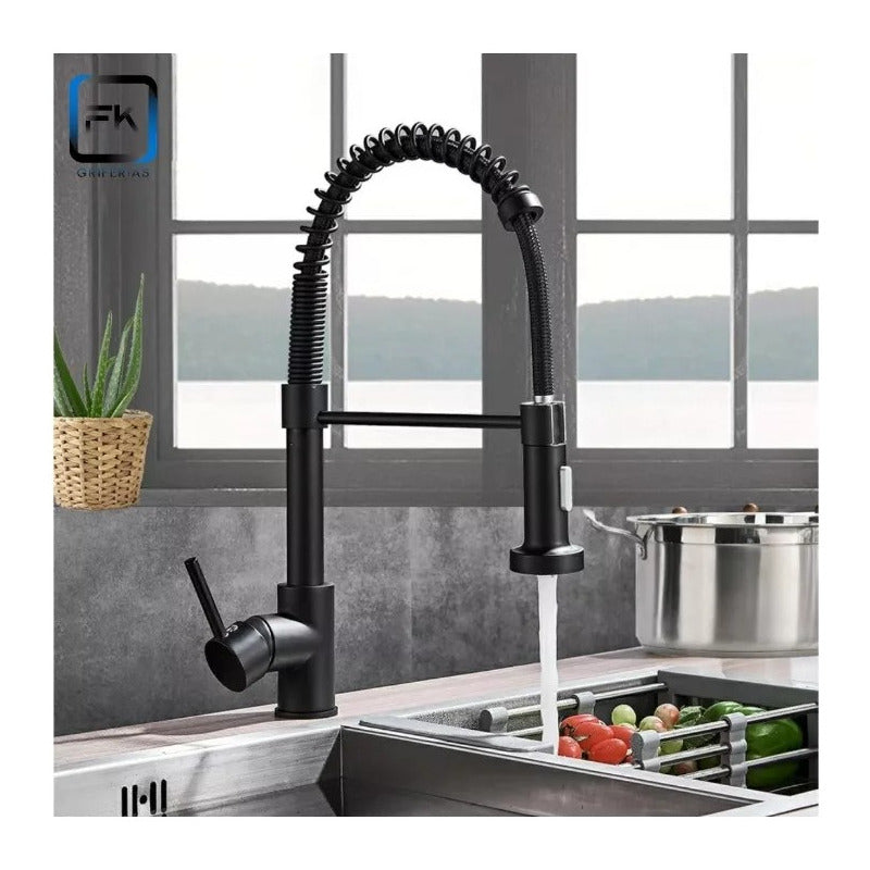 Llave Monomando Lavaplatos Profesional Extraíble Negra