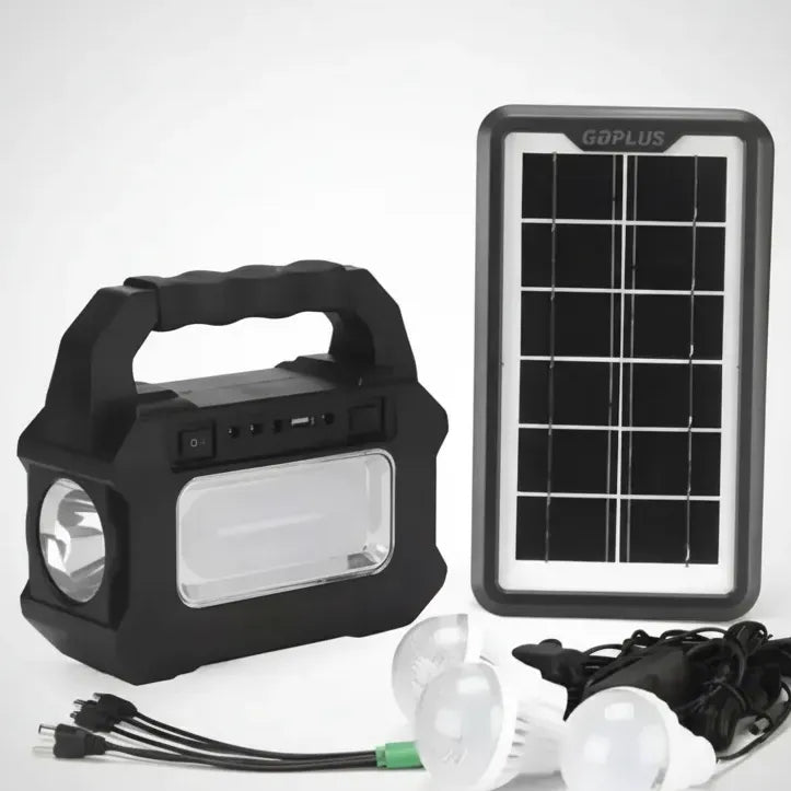 Kit Outdoor: Saco De Dormir Portátil Azul 950g + Kit Camping Solar Luz Emergencia 3 Ampolletas