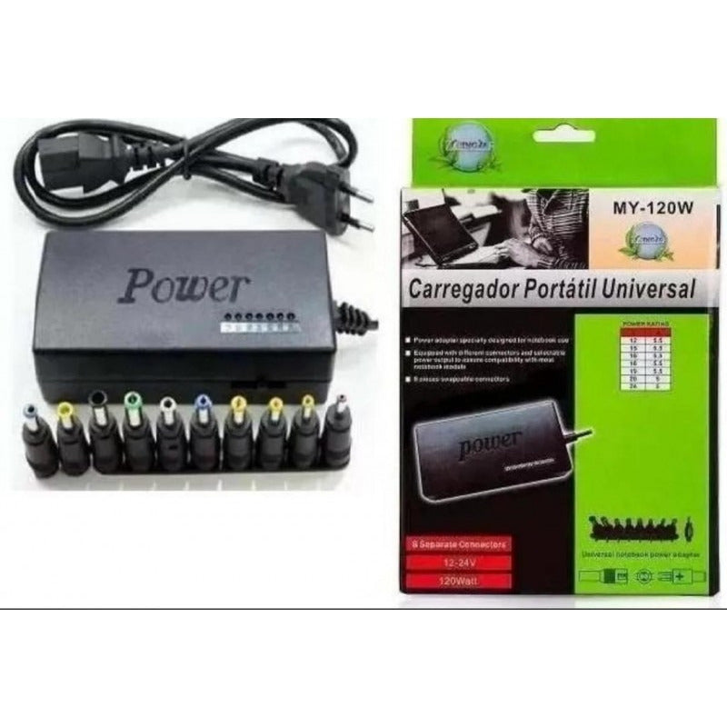 Cargador Universal Laptop Multimarca Regulable Negro