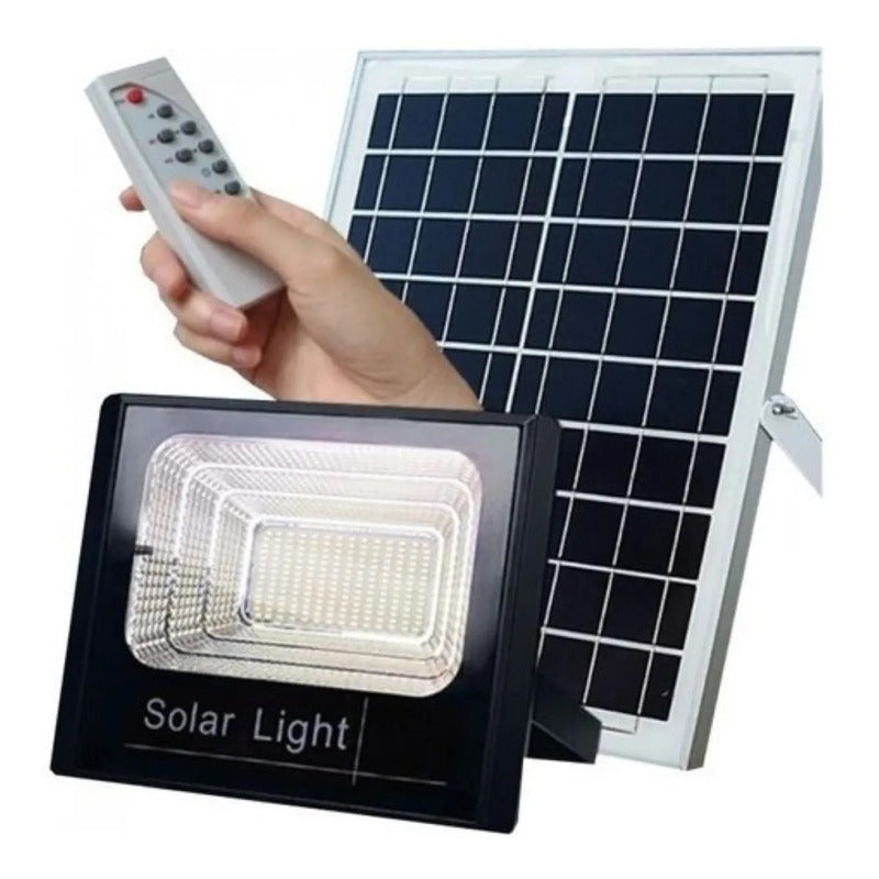 Foco Reflector 300w + Control + Panel Solar Ip66 Negro