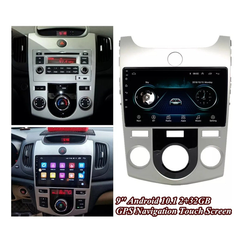 Bisel Radio Pantalla Kia Cerato Koup 2008 - 2013 9  Plateado