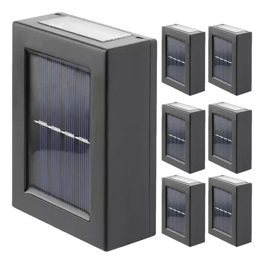 Pack X 7 Lampara Solar Led Exterior Aplique Resiste Lluvia Negro