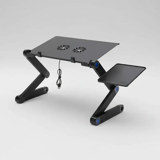 Soporte De Laptop Elevador Notebook Plegable Con Ventilador Gris Oscuro