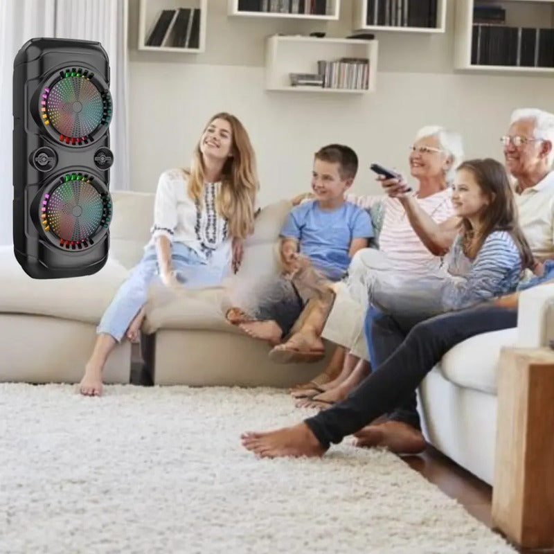 Parlante Bluetooth Portátil Tecnohogar Con Led Y Micrófono 65cm