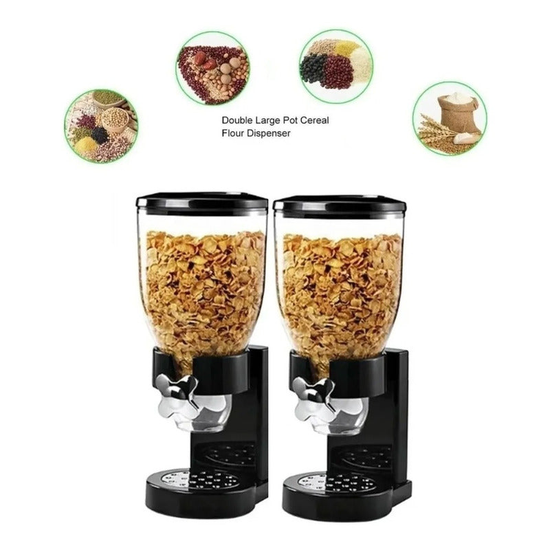 Dispensador Cereal Granos Frutos Comida De Perros Y Gatos Negro
