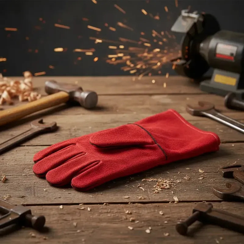 Guantes Para Soldar Descarne Rojo Estandar Universal Por Par Rojo