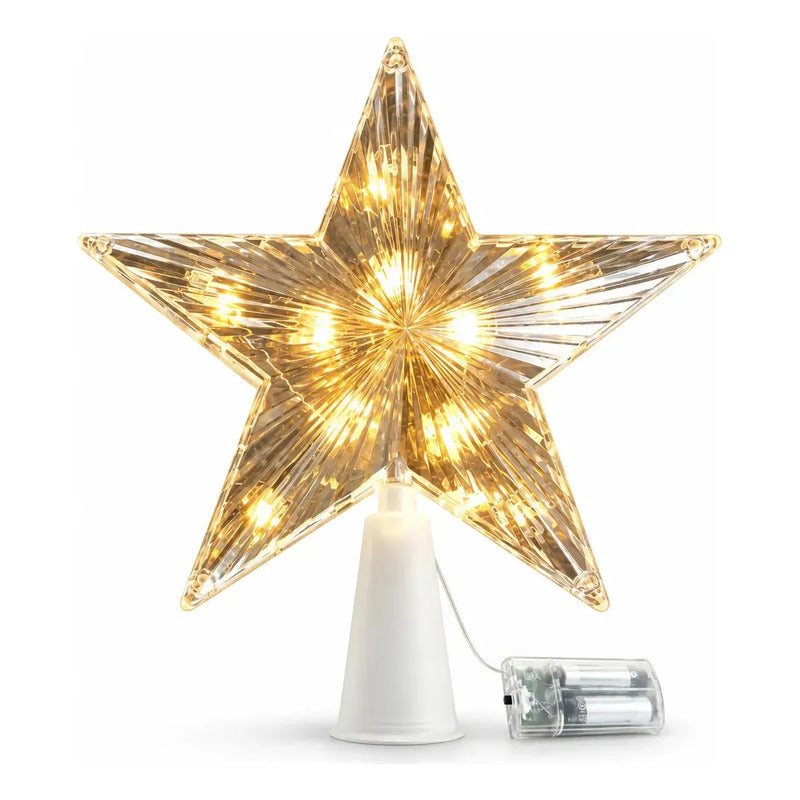 Estrella Navidad Led Calida 19cm Punta Arbol Decorativa